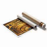 Extra large rolled print of Sacramento scenery with floral elements in soft pastel shades.