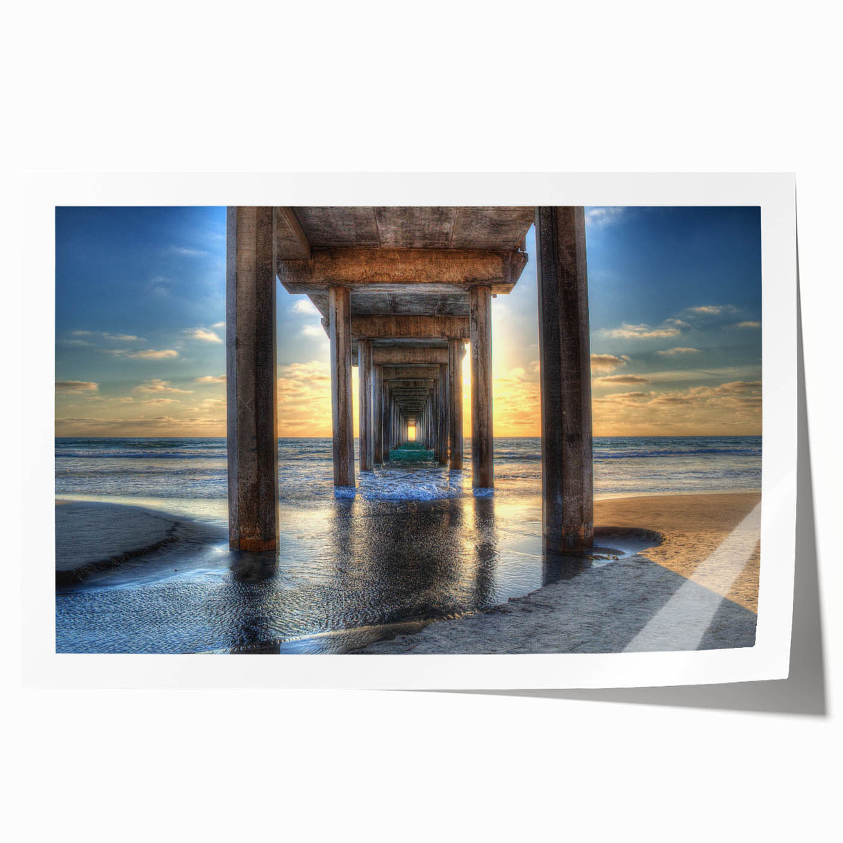 San Diego skyline in muted watercolor tones on large rolled canvas, suitable for dining room or bathroom decor.