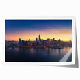 Rolled print of San Francisco landscape in muted blue and gray tones, suitable for dining room wall art.