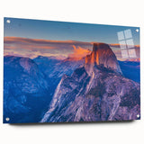 Acrylic print of Yosemite landscape in muted earth tones, suitable for dining room or bedroom decor.
