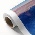 Art deco poster of Yosemite scenery, featuring muted earth tones on rolled canvas, suitable for nursery wall art.
