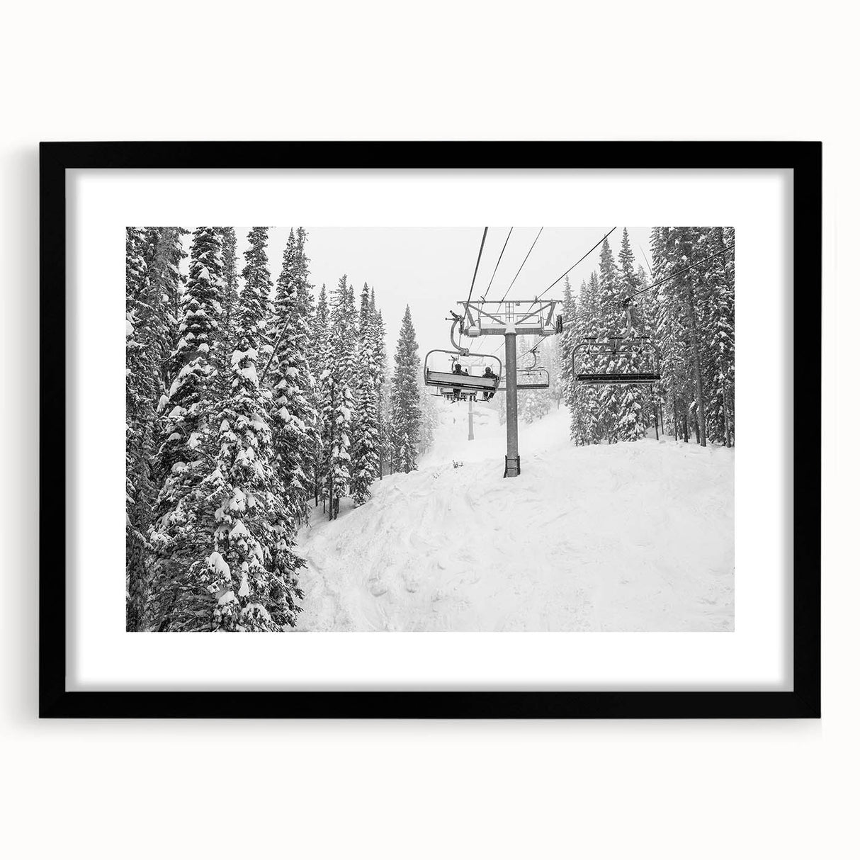 Abstract art print depicting colorful, textured scenery of Vail, Colorado, in a large black frame.