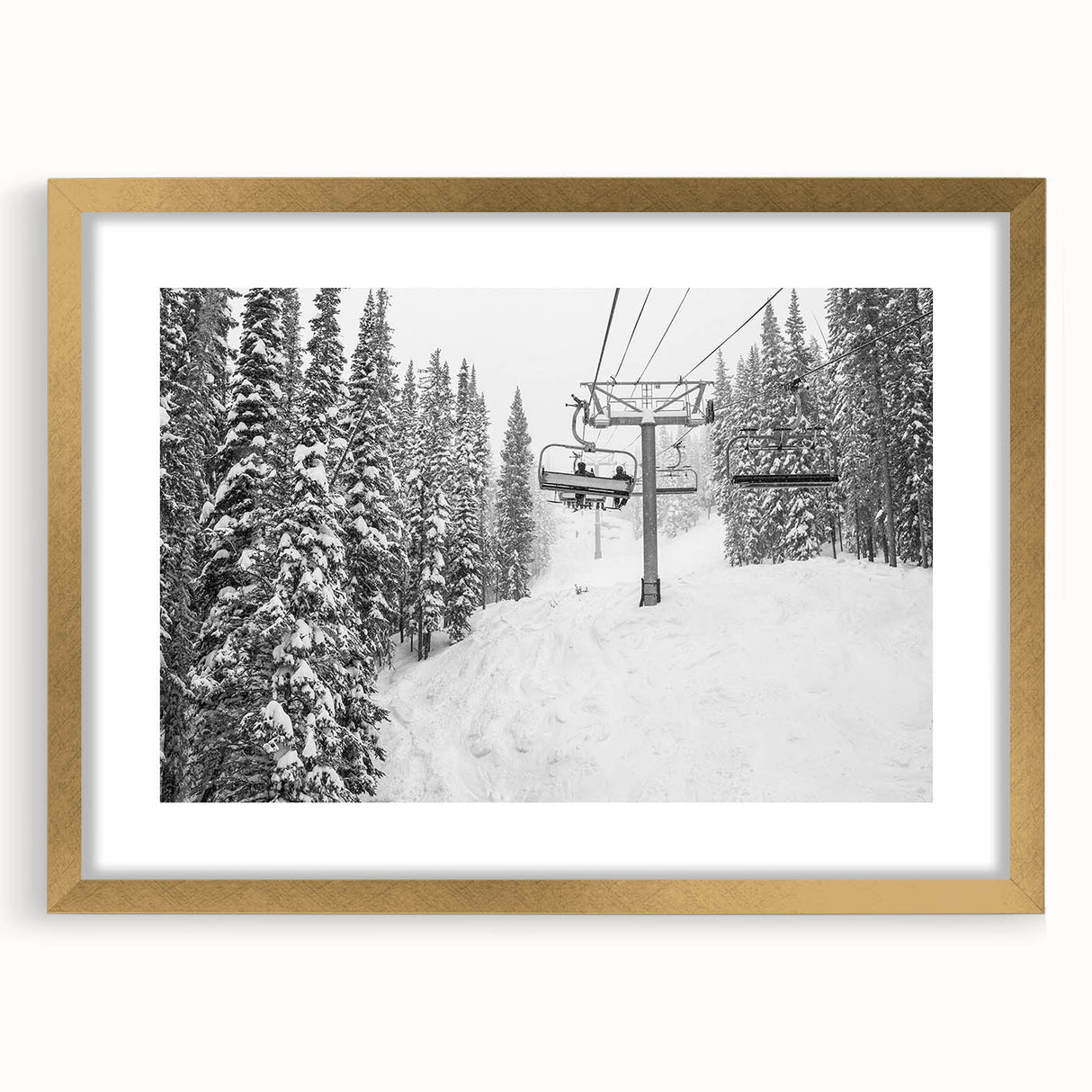 Extra large abstract art print of a textured Colorado Vail scenery in muted earth tones, framed in gold.