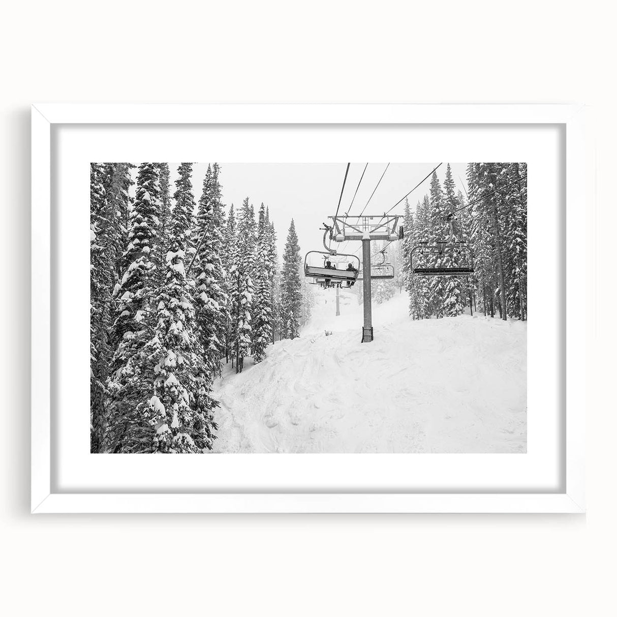 Abstract art print of Vail, Colorado in muted earth tones on a framed white mat, suitable for bedroom or dining room decor.