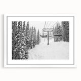 Abstract art print of Vail, Colorado in muted earth tones on a framed white mat, suitable for bedroom or dining room decor.
