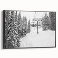 Black and white framed canvas of a vintage Vail, Colorado landscape, ideal for bedroom wall art.