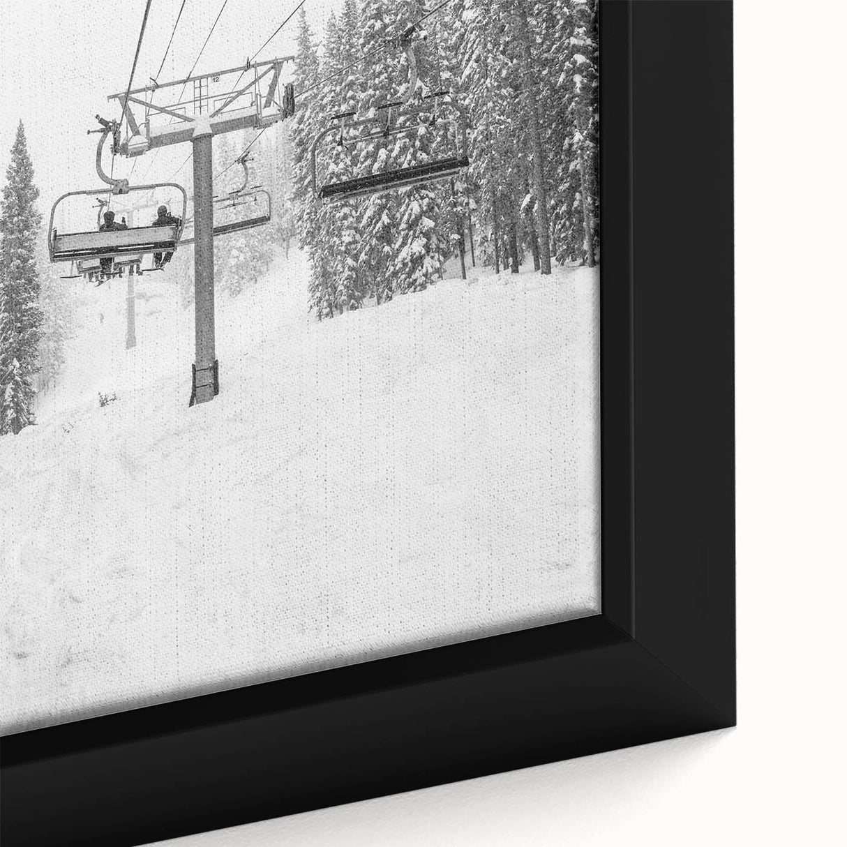 Close-up of a textured black wall art depicting colorful Vail, Colorado scenery on a large framed canvas.
