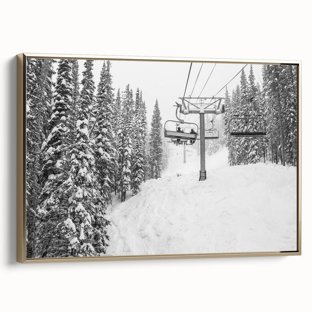 Framed canvas landscape art painting depicting Vail, Colorado with colorful autumn trees against black mountain silhouettes.