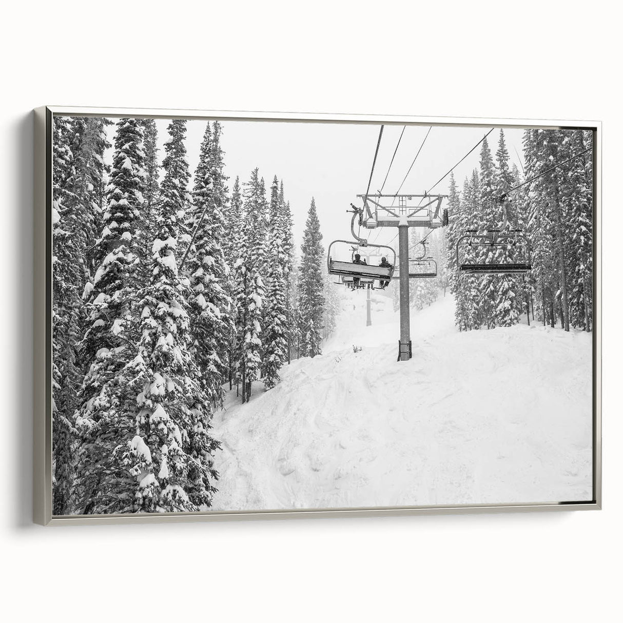 Framed canvas featuring a vintage-style landscape painting of Vail, Colorado in muted earth tones.