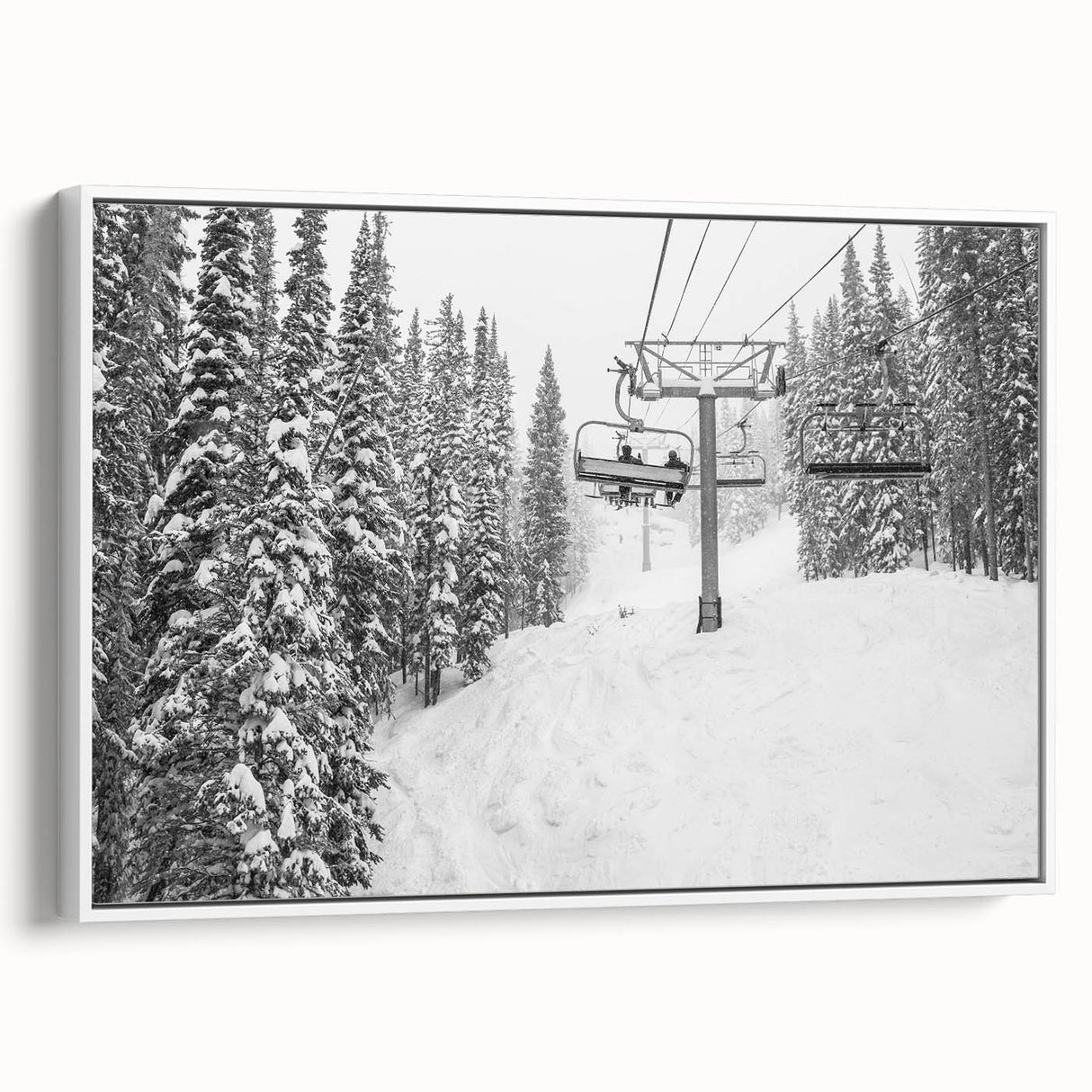 Vintage poster art of Vail, Colorado with colorful details on a large framed canvas, suitable for living room decor.