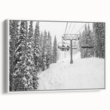 Vintage poster art of Vail, Colorado with colorful details on a large framed canvas, suitable for living room decor.