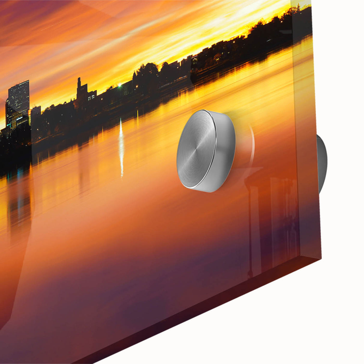 Large abstract wall art of Denver scenery in muted earth tones on acrylic glass, perfect for dining room ambiance.
