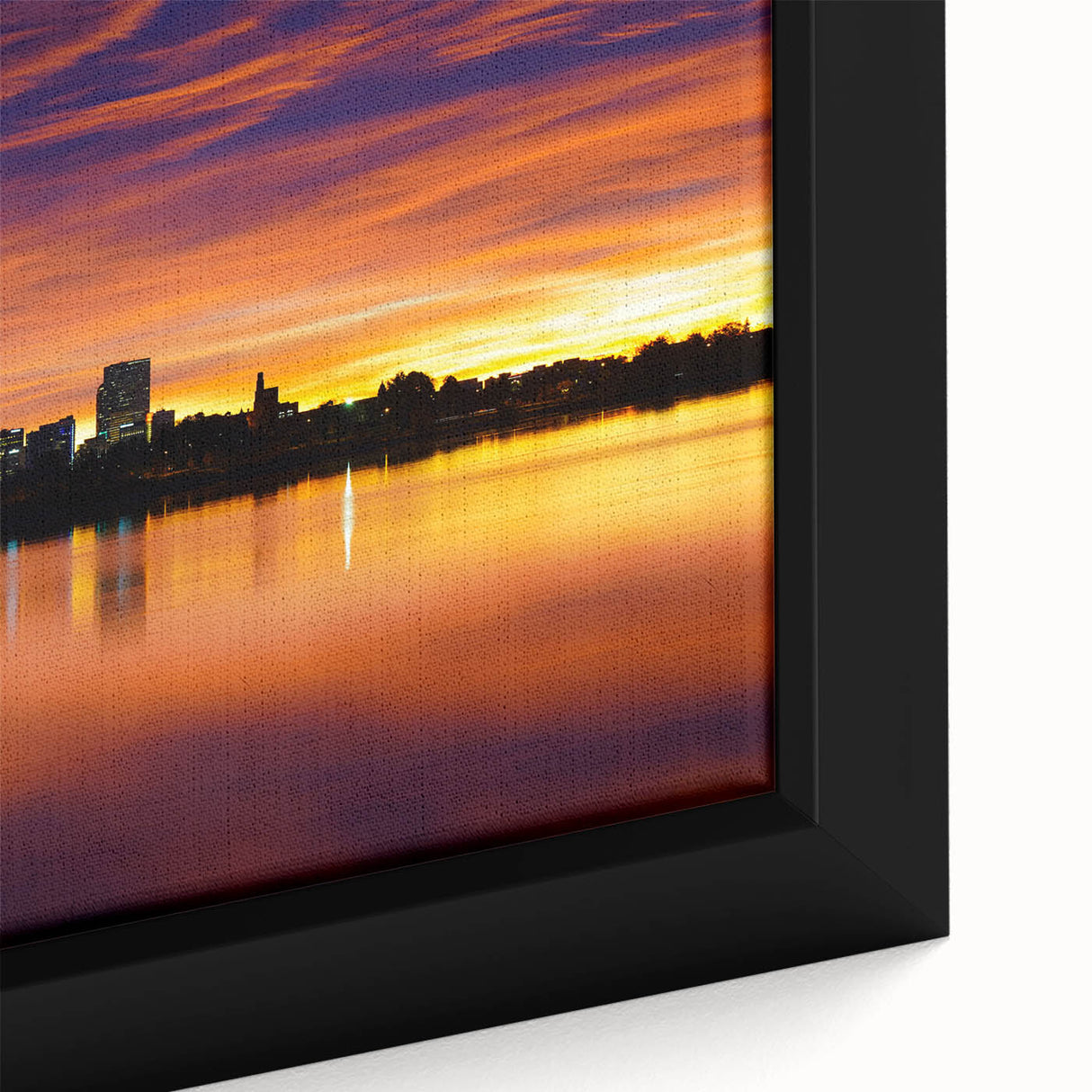 Black wall art featuring a textured, colorful depiction of the Denver skyline on an extra large framed canvas.