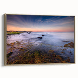 Framed canvas featuring a vintage-style landscape painting of Connecticut with muted gold and black tones.