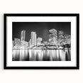 Extra large, textured abstract art print of colorful Miami scenery on a black framed mat, suitable for living room decor.