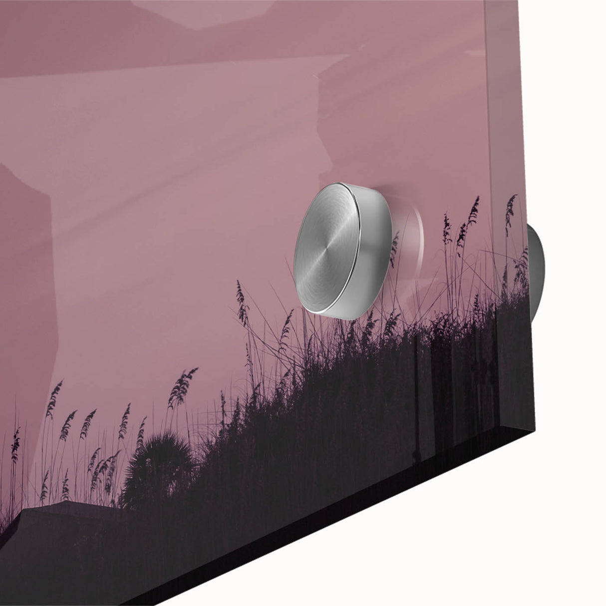 Mid-century modernist Savannah landscape in muted earth tones on large acrylic glass, ideal for dining room art.