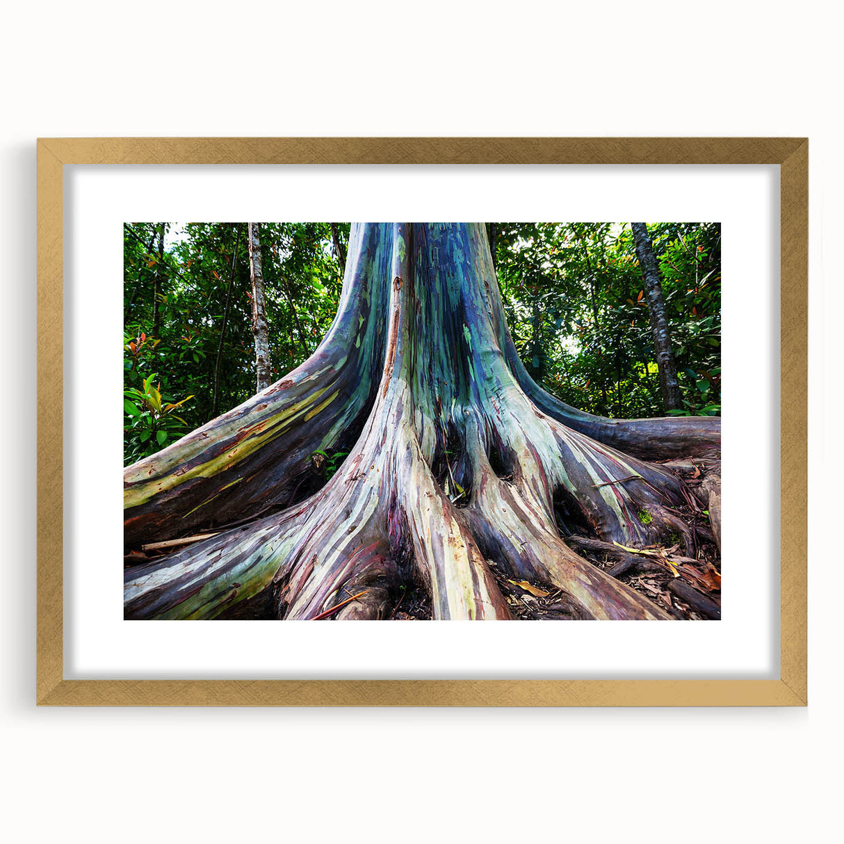 Extra large abstract art print of a textured Hawaiian landscape, in muted earth tones on a framed canvas.
