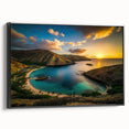 Framed canvas of a black and white vintage-style landscape painting of Oahu, Hawaii, ideal for bedroom wall art.