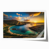 Extra large wall art of Oahu, Hawaii scenery on rolled canvas, featuring vivid green and blue tones.