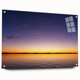 Acrylic print of Lake Michigan, featuring a large abstract design in blue and green tones.