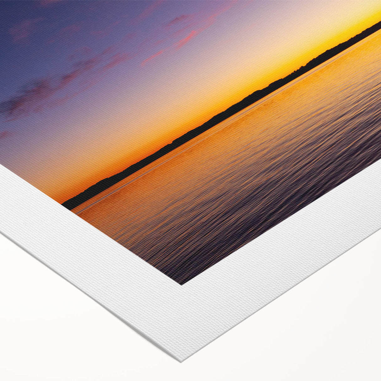 Art deco poster featuring a serene Lake Michigan scene with soft blue and beige tones on rolled canvas.