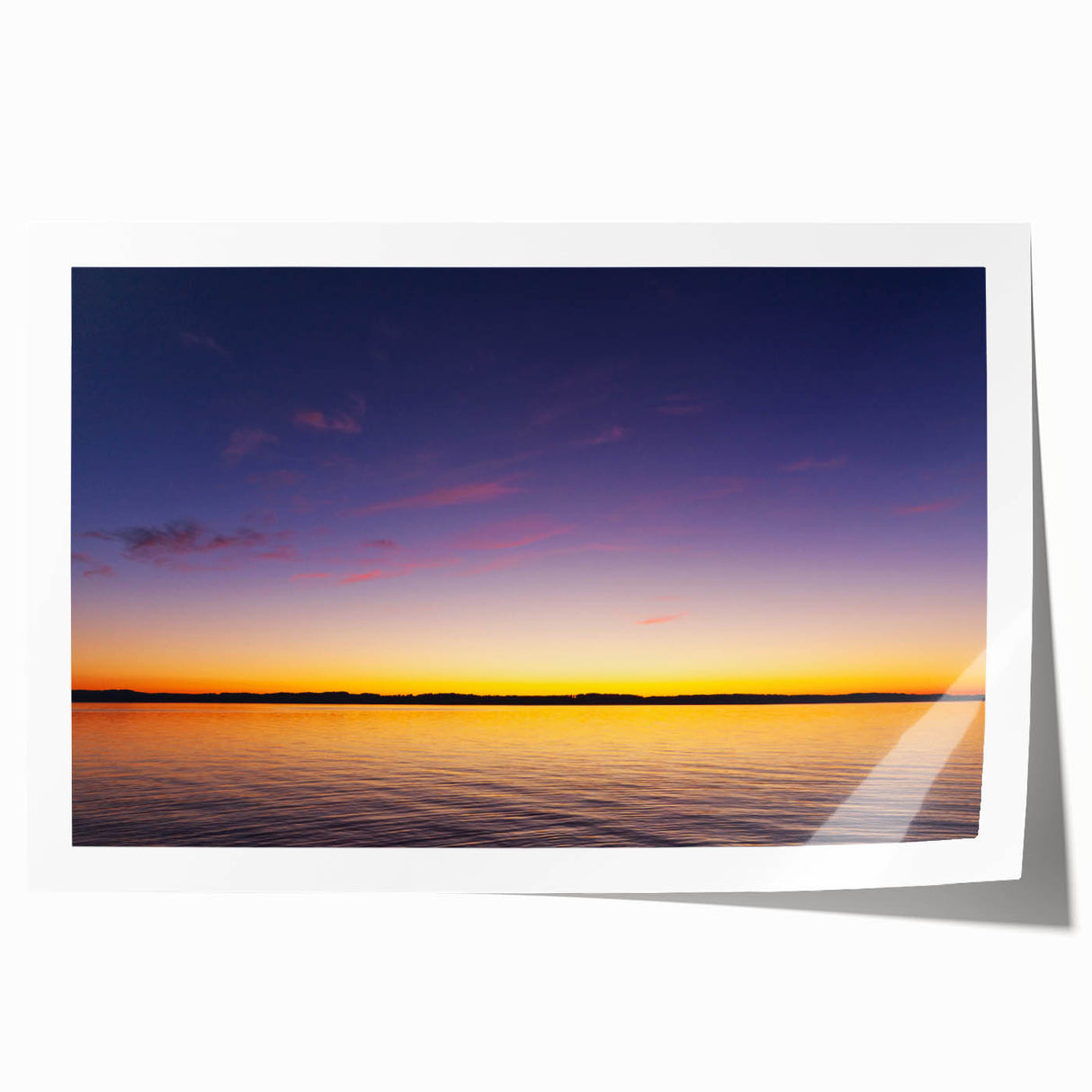 Extra large rolled print of Lake Michigan, featuring muted blue and green tones, ideal for art wall dining room.