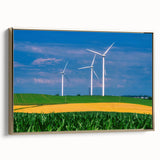 Framed canvas featuring a vintage-style landscape painting of Iowa scenery in black and muted gold tones.