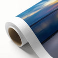Art deco poster of Kansas scenery in muted green and blue tones on rolled canvas, suitable for nursery wall art.