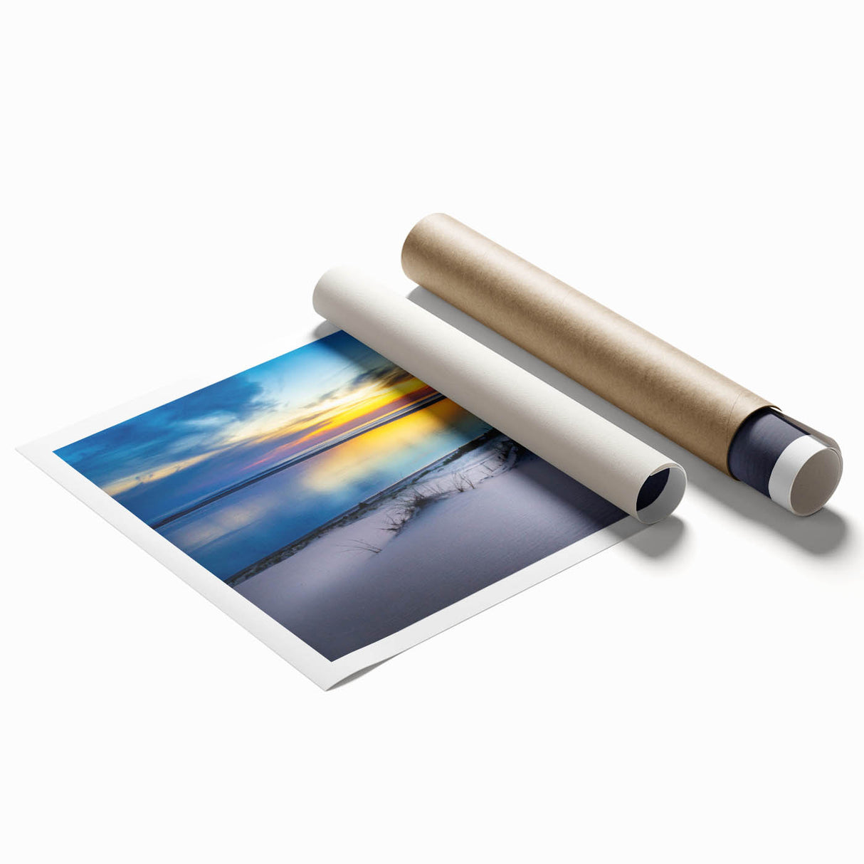 Extra large rolled print of a Kansas landscape with muted floral elements, ideal for classy bathroom wall art.