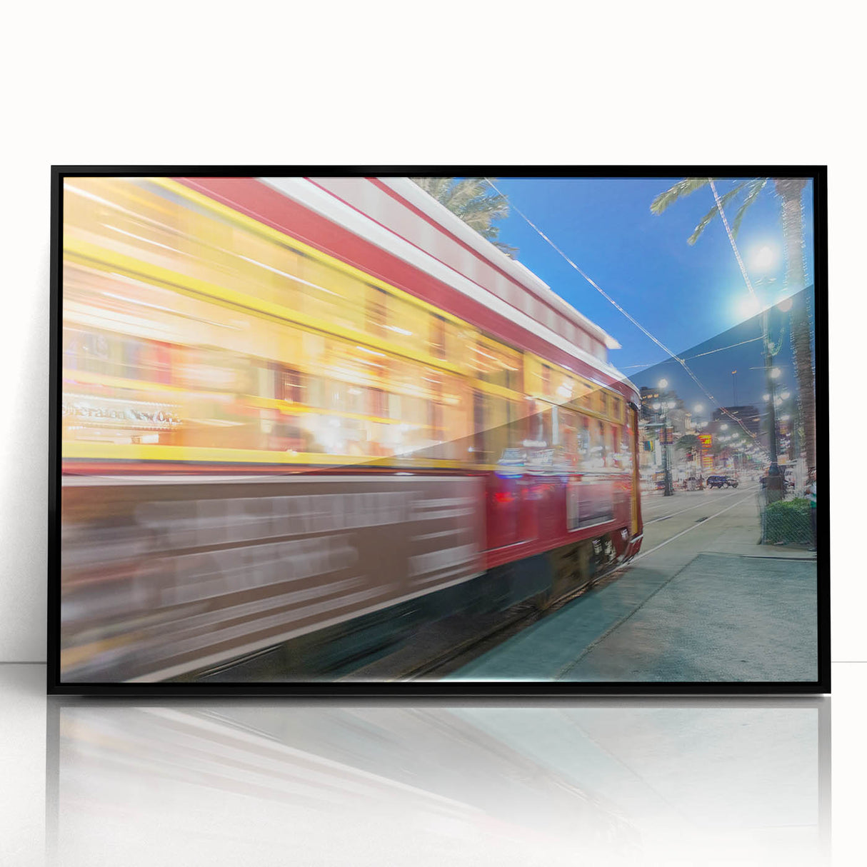 Large abstract wall art depicting the New Orleans skyline in muted gray tones on a framed acrylic print.