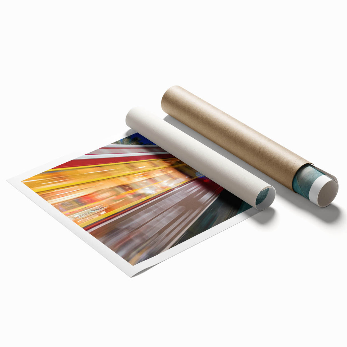 Extra large rolled print of New Orleans scenery with vibrant floral elements, ideal for classy bathroom wall art.