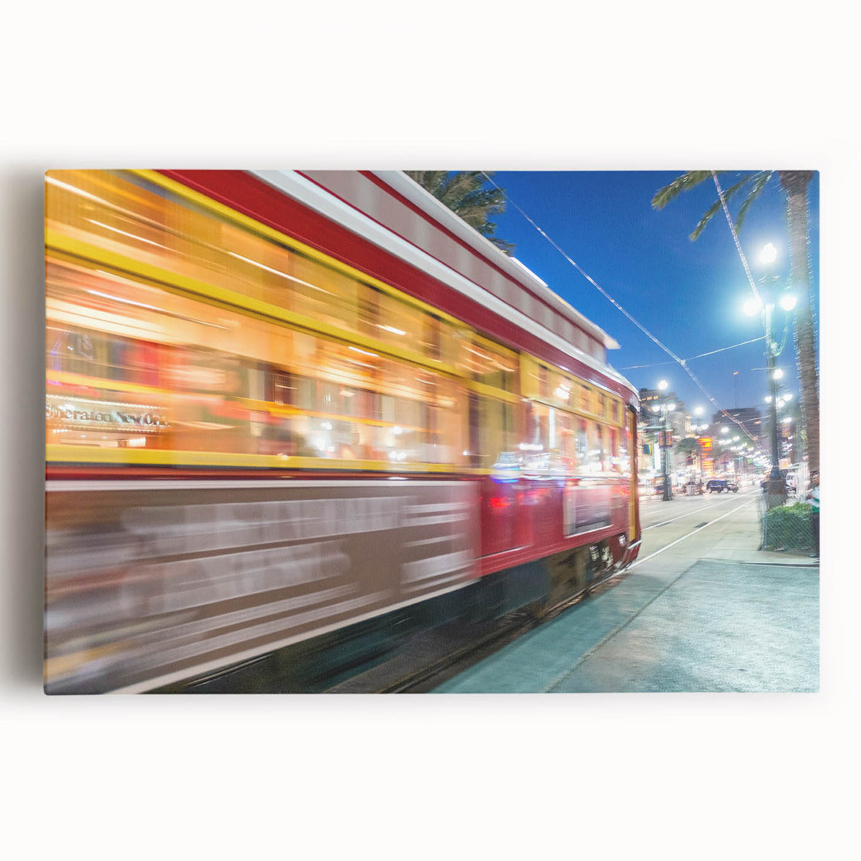 Black and white large art print of New Orleans skyline on stretched canvas, ideal for kitchen wall art.