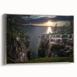 Framed canvas landscape art painting featuring Acadia National Park with colorful foliage, ideal for living room decor.