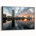 Black and white landscape art painting of Baltimore, printed on framed canvas, suitable for bedroom wall decor.