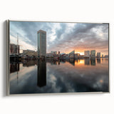 Framed canvas of a vintage-style Baltimore landscape featuring colorful art in muted tones.