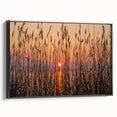 Black and white framed canvas of Chesapeake Bay landscape, ideal for bedroom wall art.