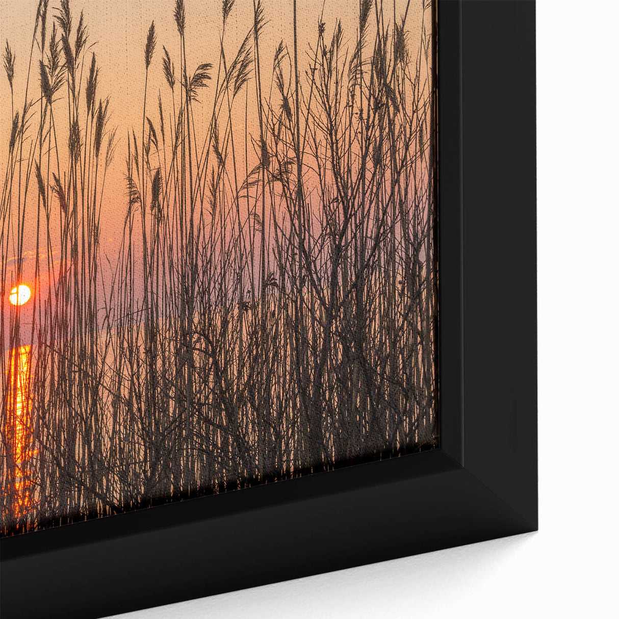 Black wall art featuring a textured depiction of Chesapeake Bay in vibrant colors on a large framed canvas.