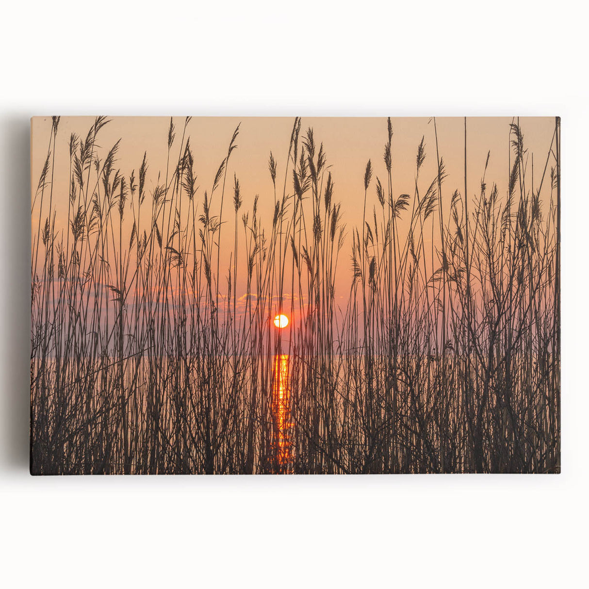Black and white photo of Chesapeake Bay on stretched canvas, ideal for kitchen wall art.