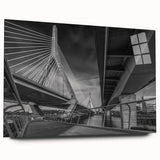 Acrylic print of Boston skyline in muted blue and gray tones, suitable for bedroom or dining room decor.