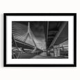 Abstract art print of Boston skyline with vibrant, colorful textures on a large framed canvas, ideal for living room decor.