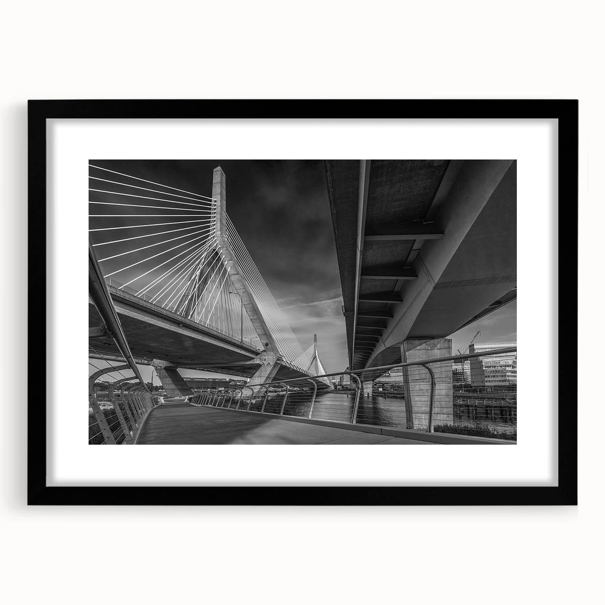 Abstract art print of Boston skyline with vibrant, colorful textures on a large framed canvas, ideal for living room decor.