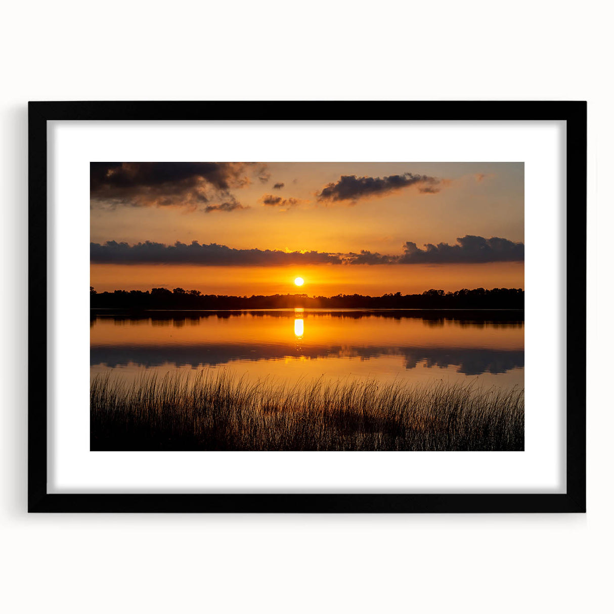 Extra large abstract art print depicting a vibrant, colorful scenery of Minnesota on a textured canvas, framed in black.