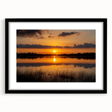 Extra large abstract art print depicting a vibrant, colorful scenery of Minnesota on a textured canvas, framed in black.