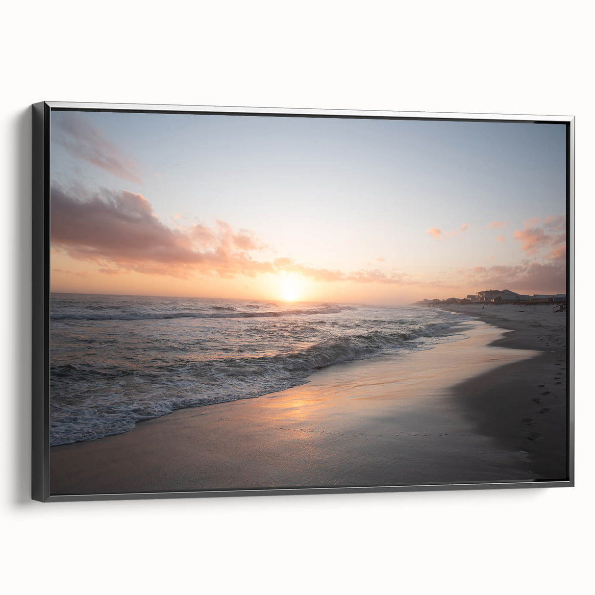 Black and white landscape art painting of a Mississippi scene on framed canvas, ideal for bedroom wall decor.