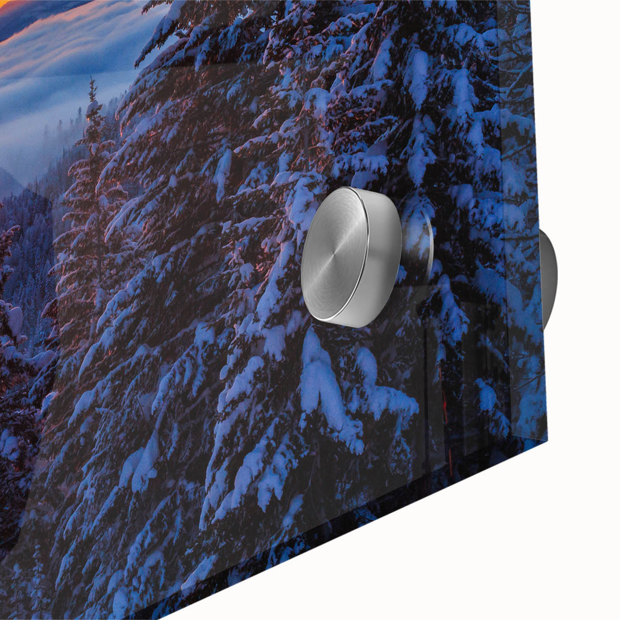 Mid-century modernist art depicting Montana scenery in muted earth tones on a large acrylic glass print.