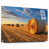Large abstract wall art depicting Nebraska scenery in muted earth tones on acrylic glass, ideal for dining room decor.