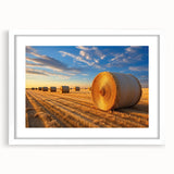 Abstract art print of Nebraska scenery in muted earth tones on a white matted frame, suitable for dining room decor.