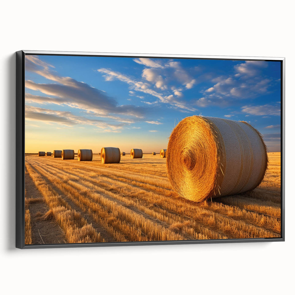 Black and white landscape art of Nebraska scenery on framed canvas, ideal for bedroom wall decor.