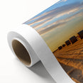 Art deco poster of Nebraska scenery in pastel shades on rolled canvas, ideal for nursery wall art.