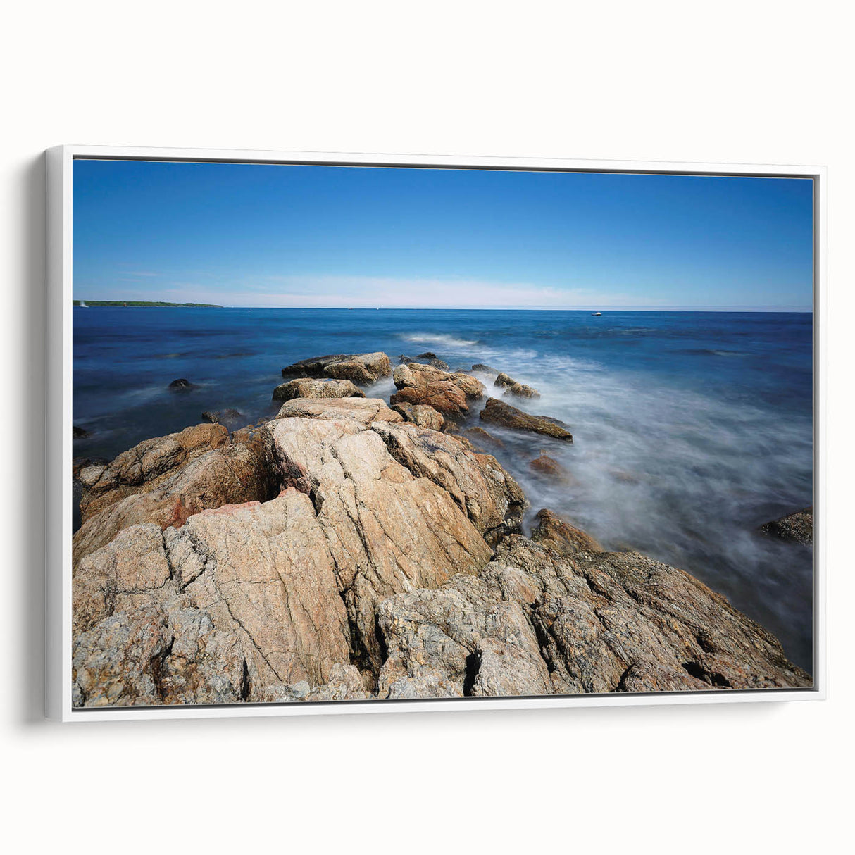 Vintage poster art of a New Hampshire landscape on a framed canvas, featuring colorful art in extra large size.